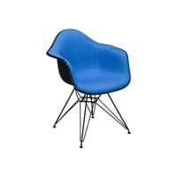 Eames Used Molded Plastic Armchair, Blue and Black