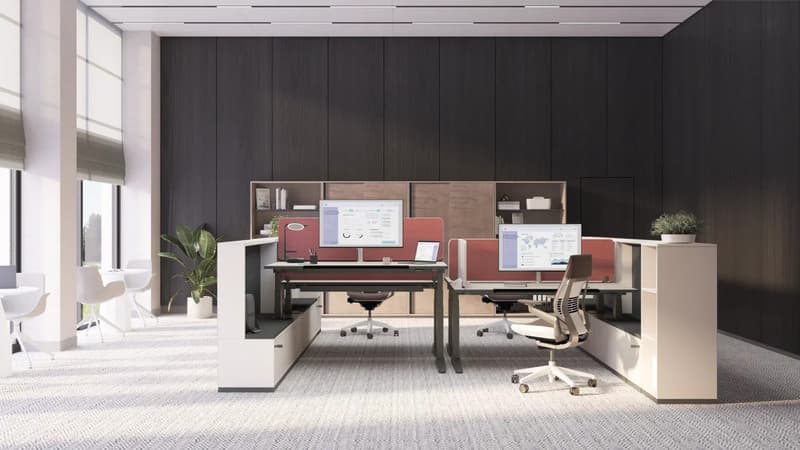 Steelcase Ology sit-stand desk, Acacia